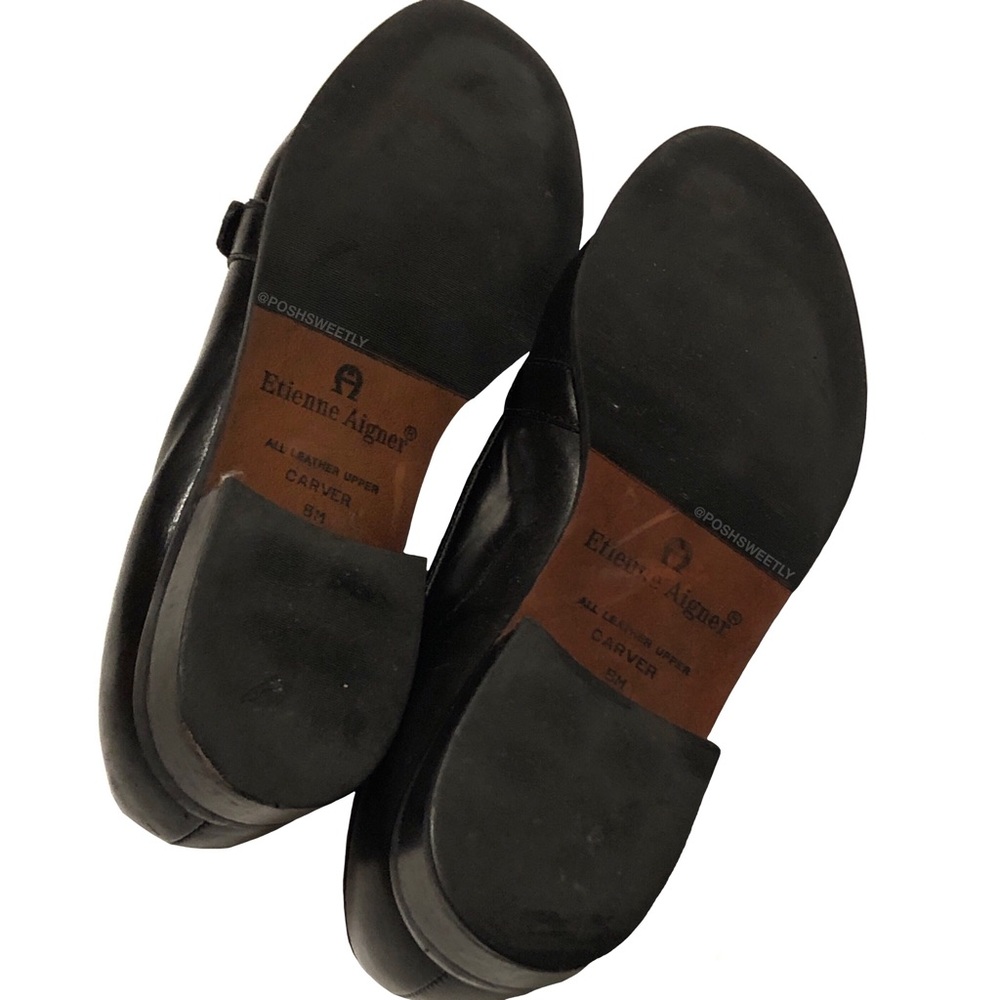 Etienne Aigner Carver Black Leather Loafers - Picture 7 of 8